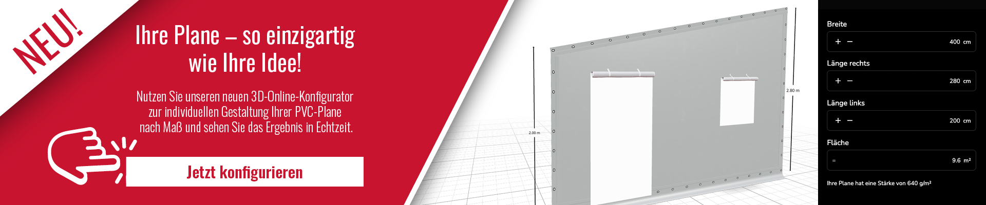 3D-Planenkonfigurator online – PVC-Planen nach Maß für Abdeck-, Terrassen- und Carportplanen konfigurieren